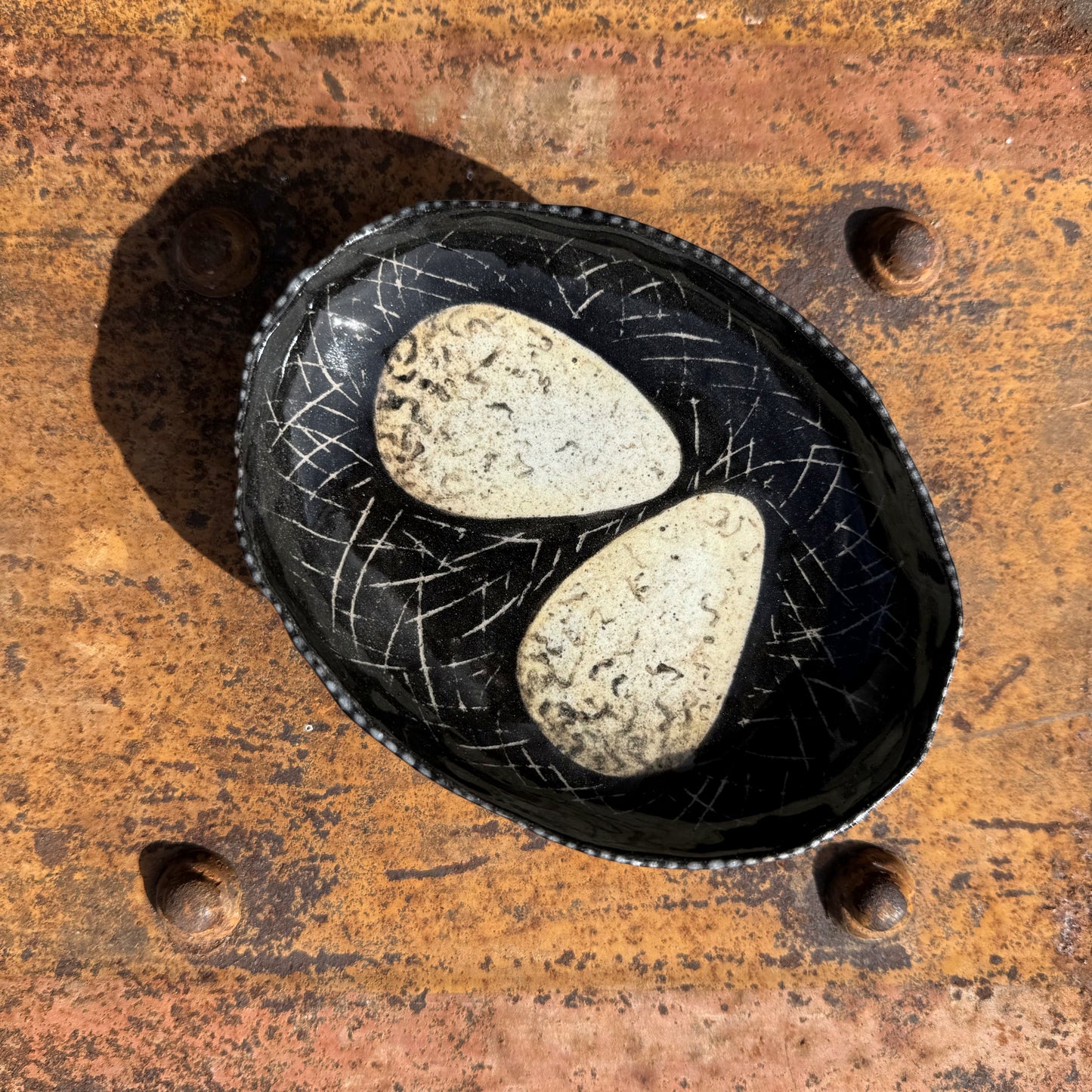 Lunga Rock Bowl - Two Razorbill Eggs