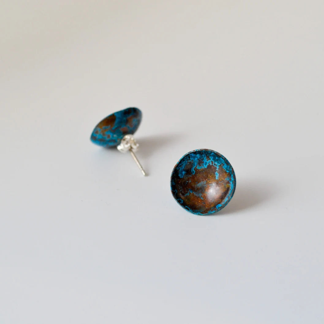 Copper Circle Stud Earrings