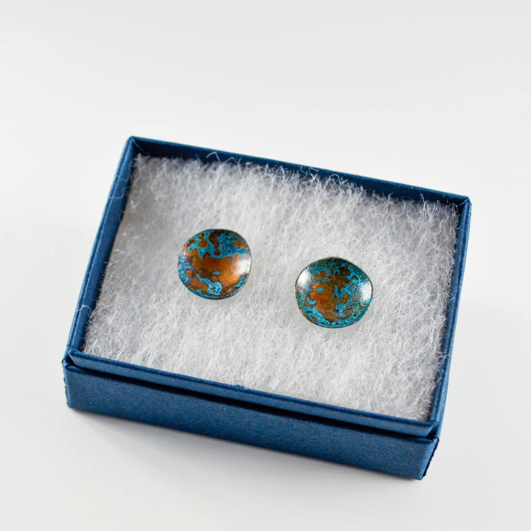 Copper Circle Stud Earrings