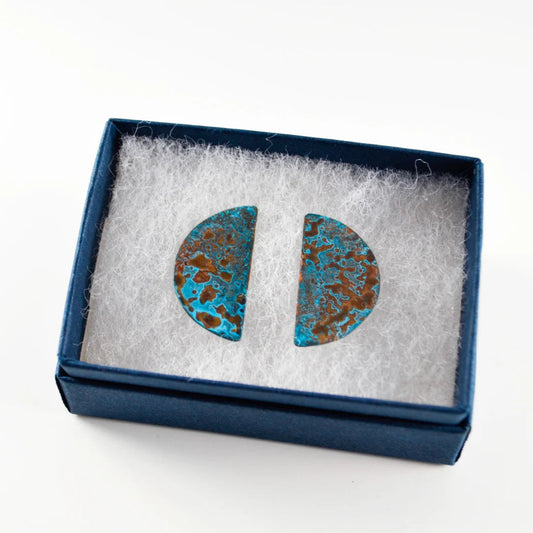 Copper Crescent Stud Earrings