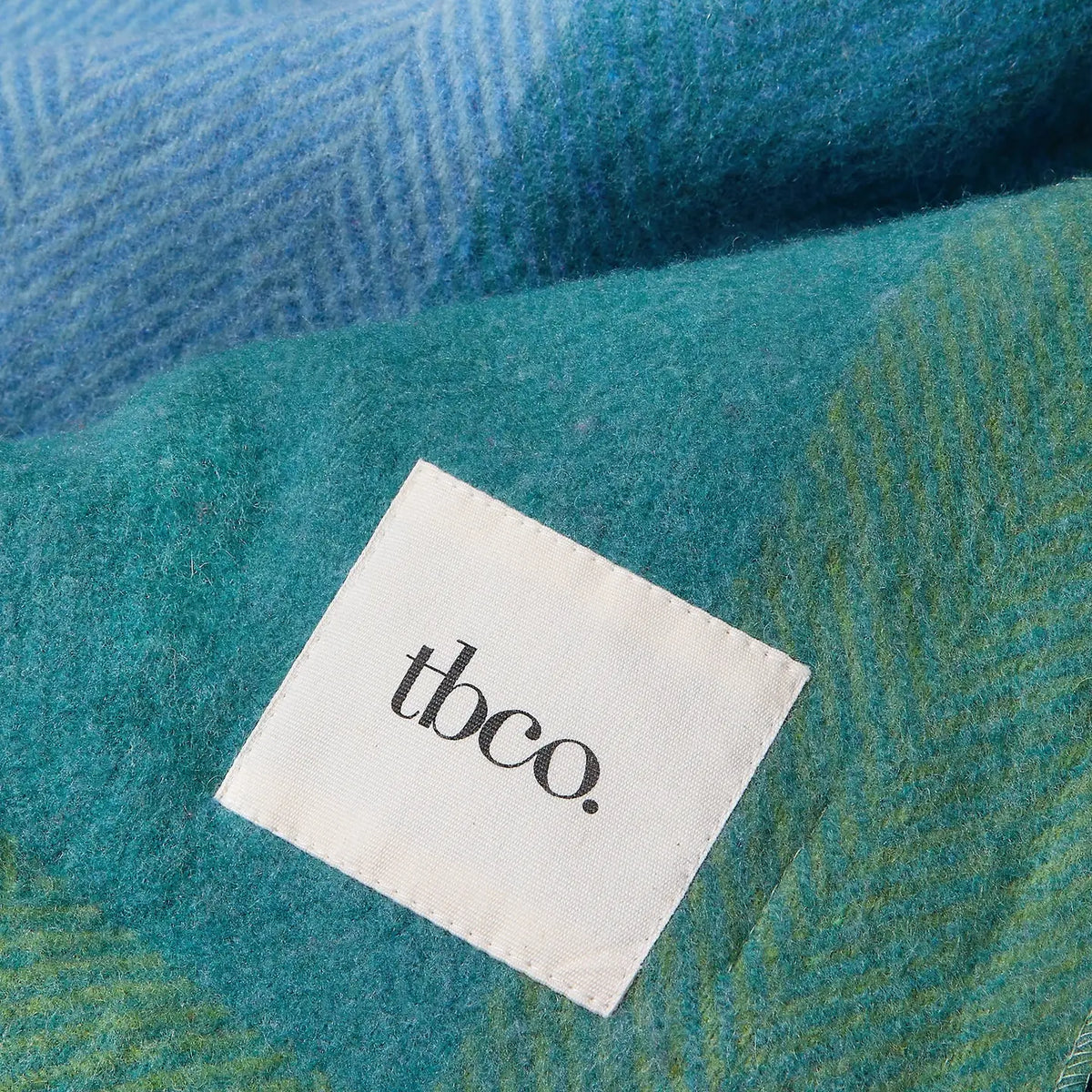 Recycled Wool Blanket - Green Frame Check