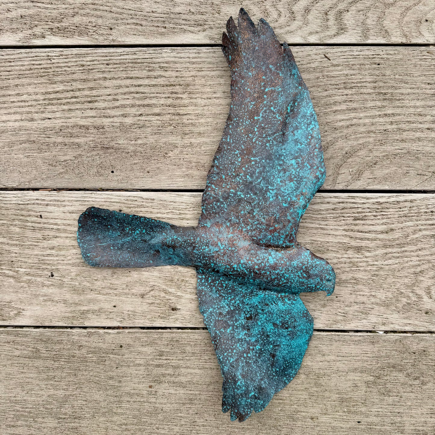 Tin Male Hen Harrier with Verdigris