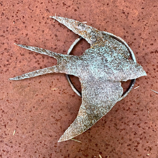 Tin Swallow with Verdigris  - Hoop Design