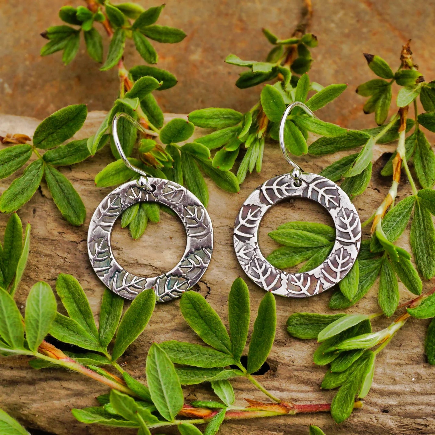 Leaves on Rings Earrings - Drift Designs