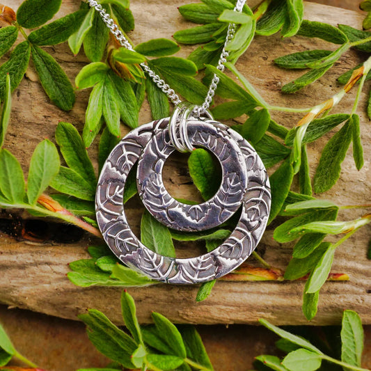 Leaves on Rings Pendant on Chain - Drift Designs