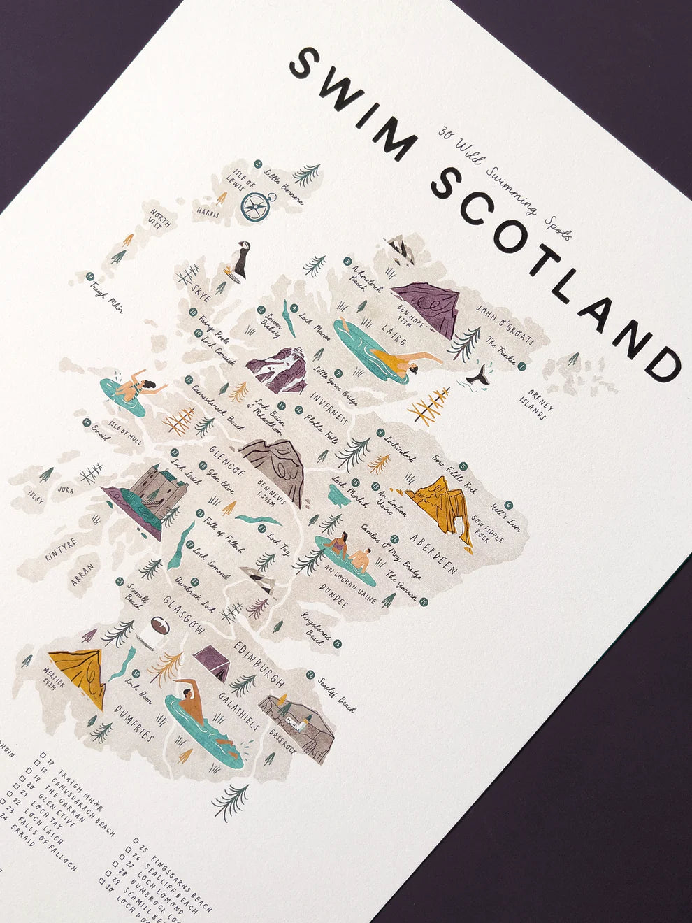 Swim Scotland Map - A3 Print