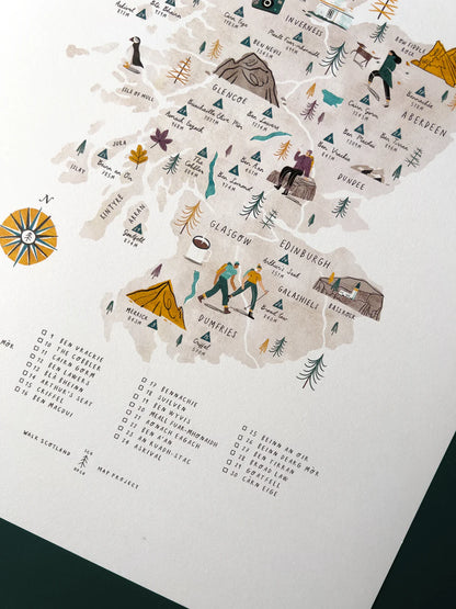 Walk Scotland Map - A3 Print