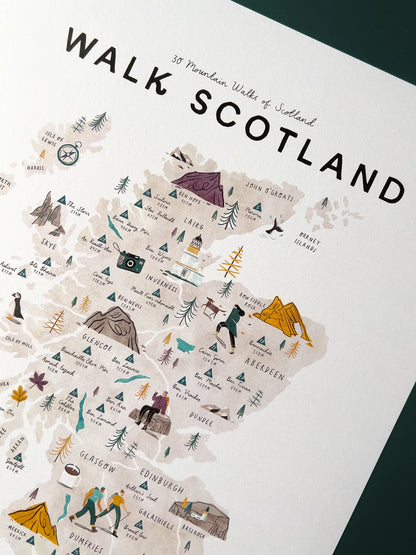 Walk Scotland Map - A3 Print