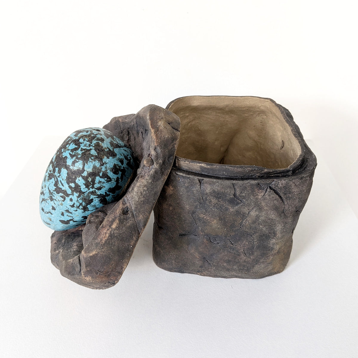 Lidded Rock Face Pot with Guillemot Egg