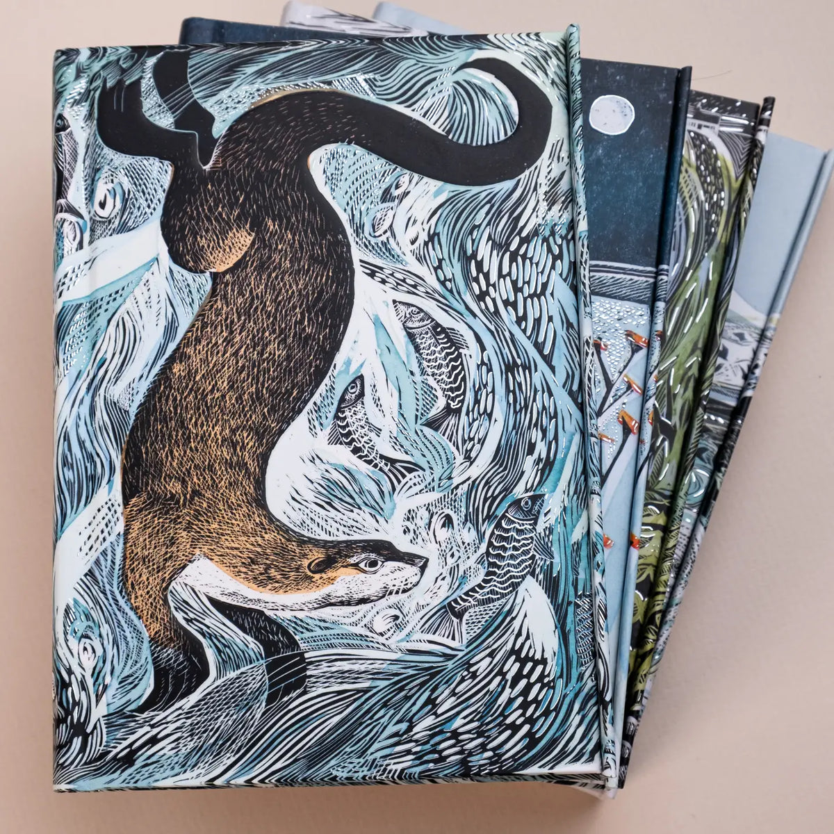 Fishing Otter Foiled Notebook - Lined