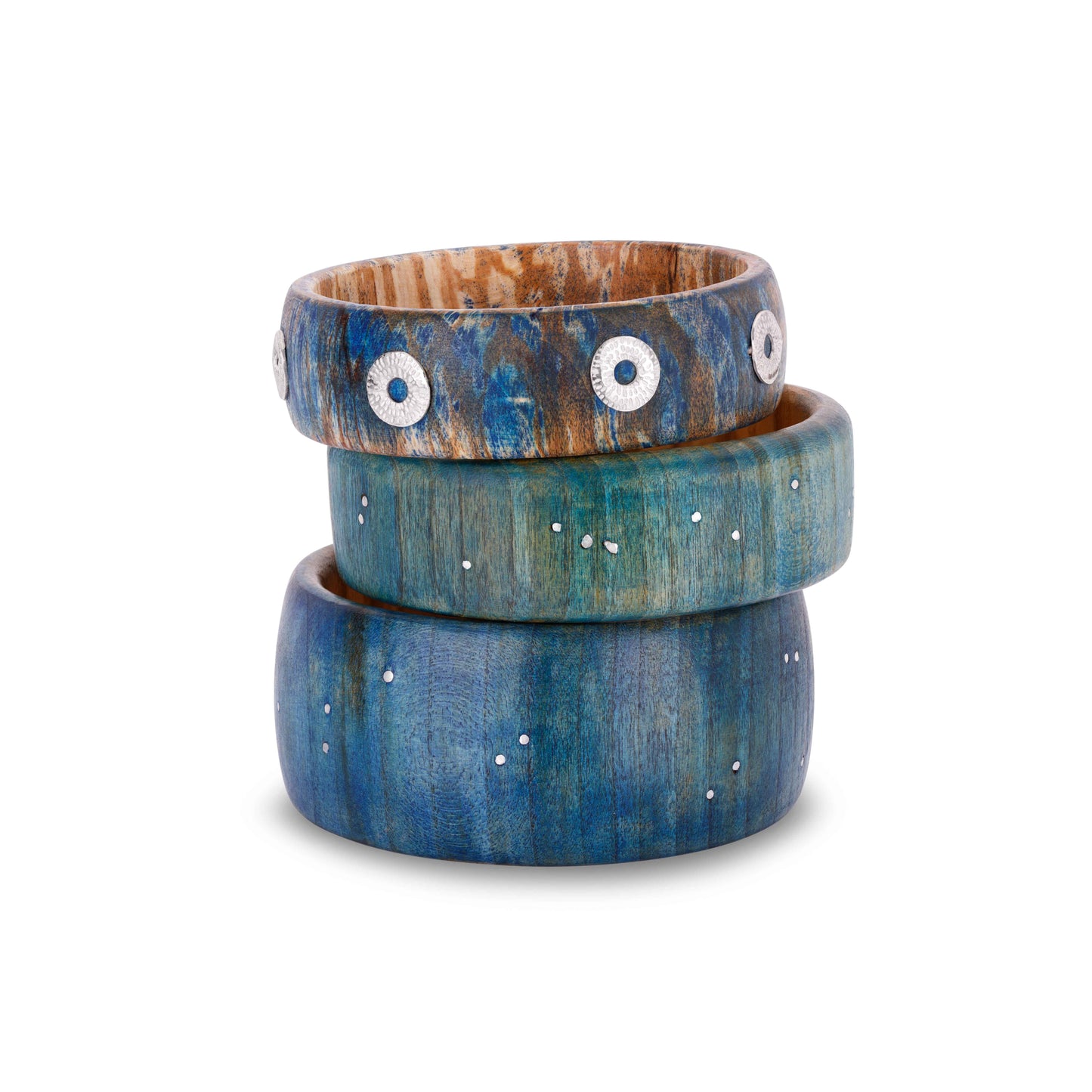 Constellation Bangle Azure - Silver and Wood