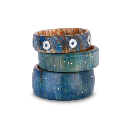 Torus Bangle Ultramarine - Silver and Wood