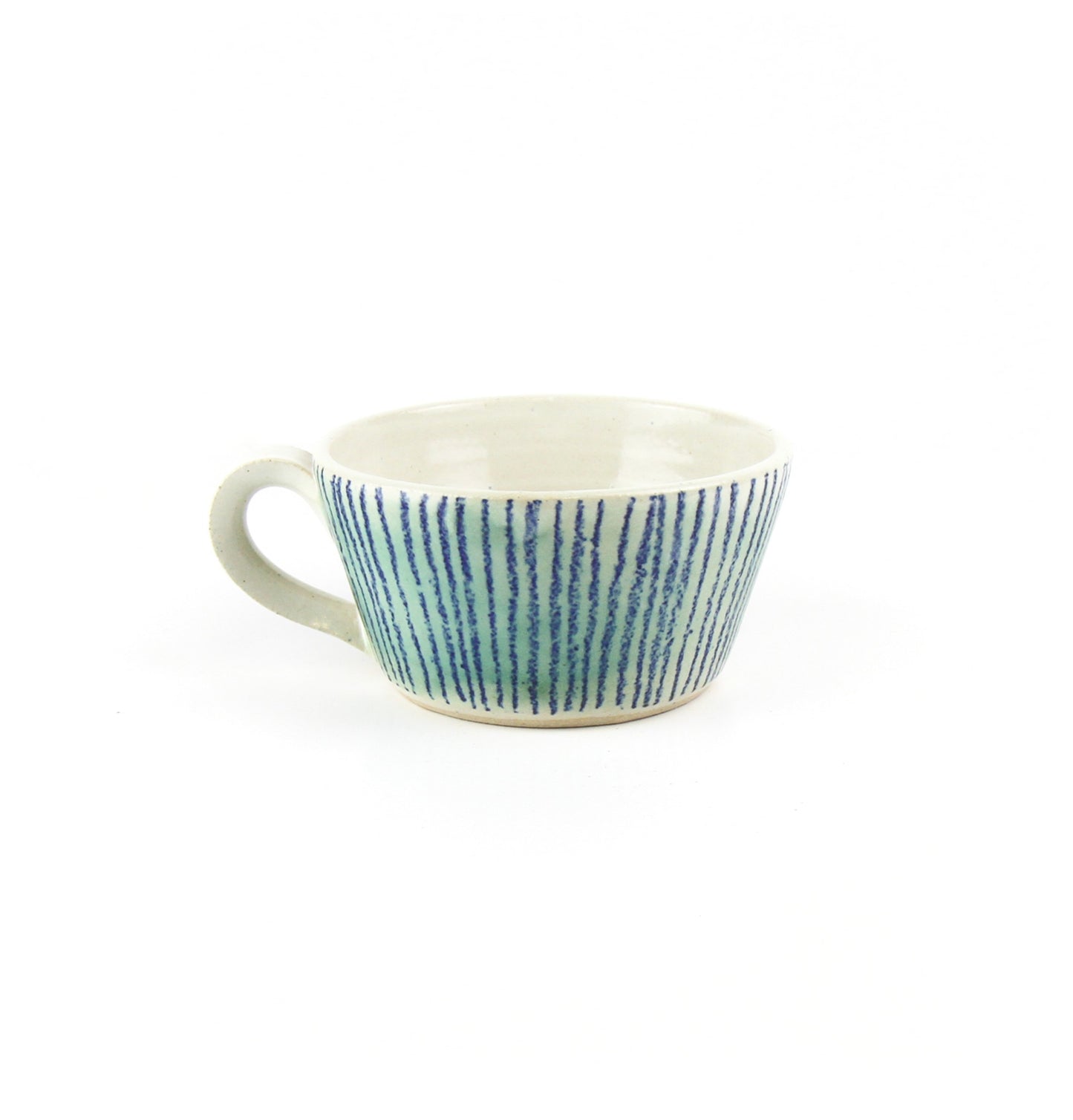 Cup - Turquoise and Navy Stripe (RESERVED)