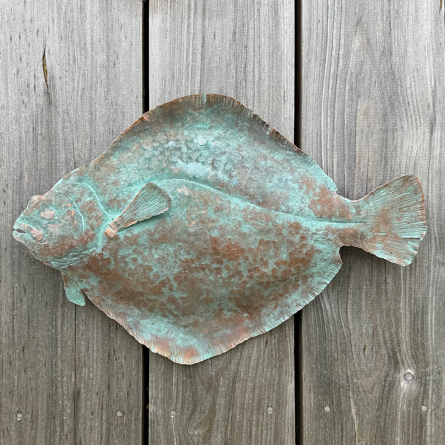 Copper Flat Fish - Verdigris Finish