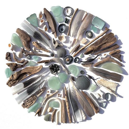 Shadow Box (Large) - Dove Feathers, Seaglass and Driftwood
