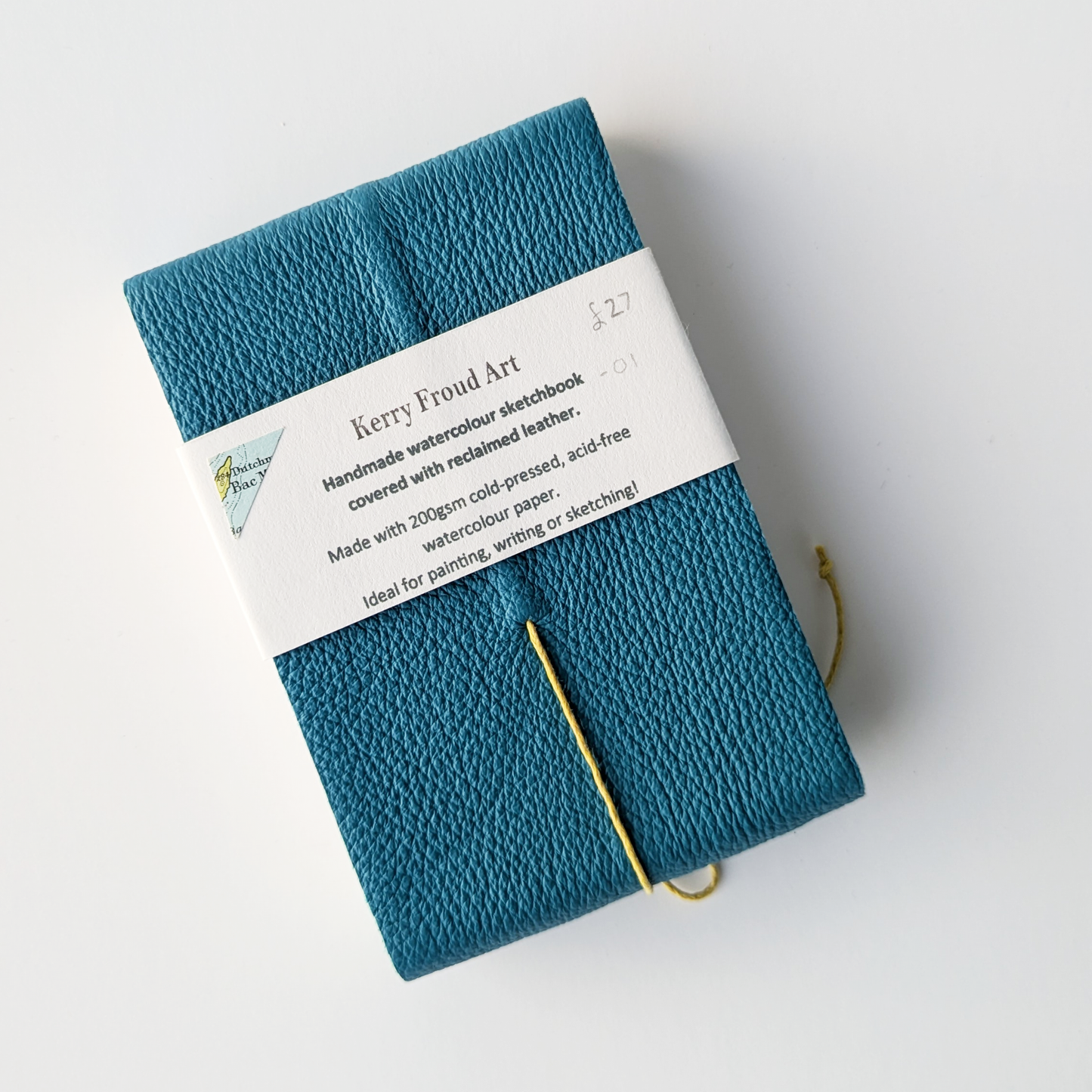 Reclaimed Leather Bound Sketchbook - Turquoise