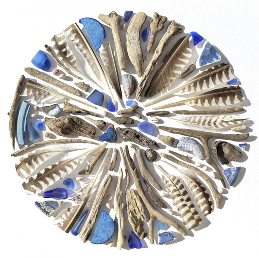 Shadow Box (Large) - Tiree Curlew Feathers and Blue Ocean Plastic