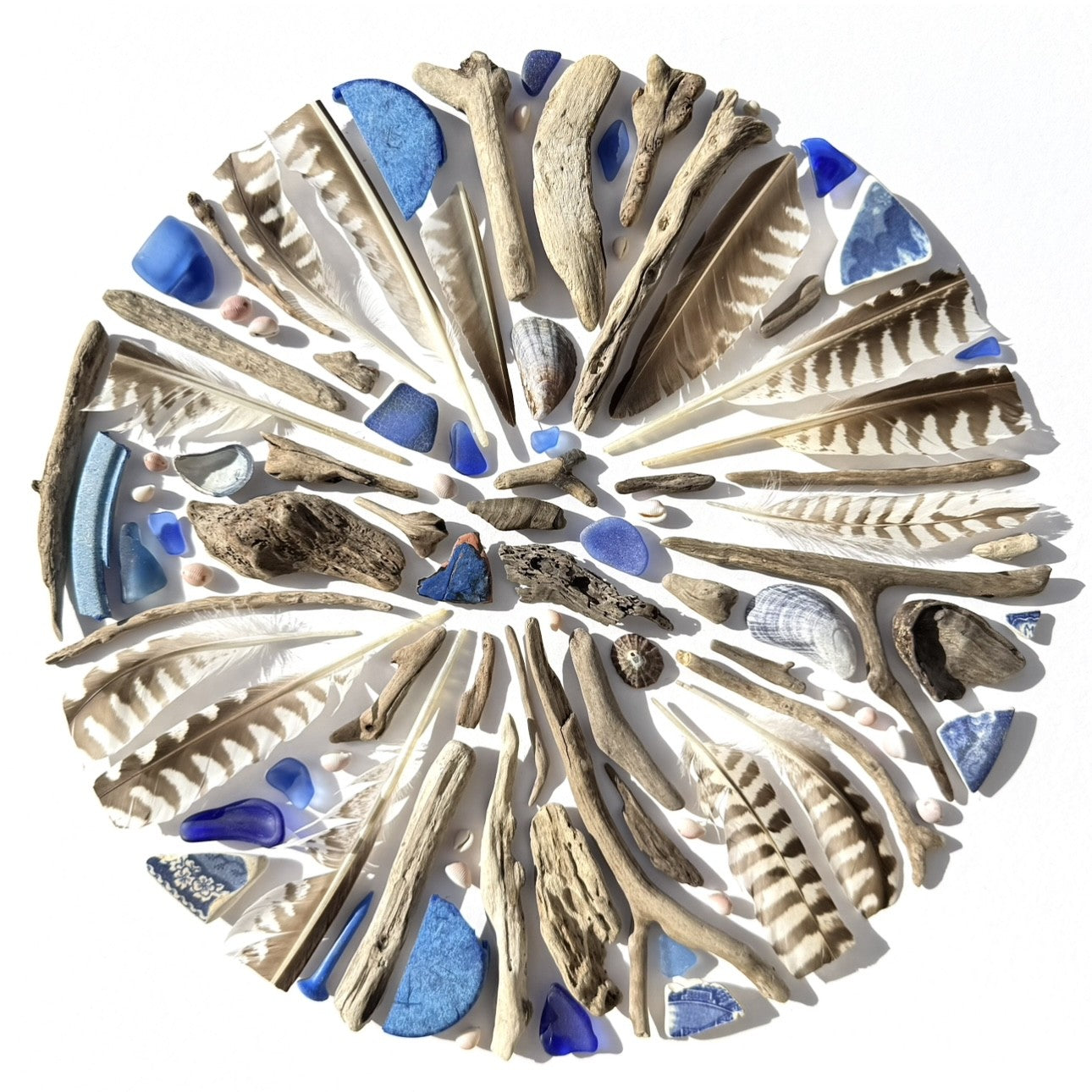 Shadow Box (Large) - Curlew Feathers and Blue Ocean Plastic