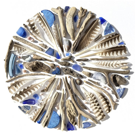 Shadow Box (Large) - Curlew Feathers and Blue Ocean Plastic