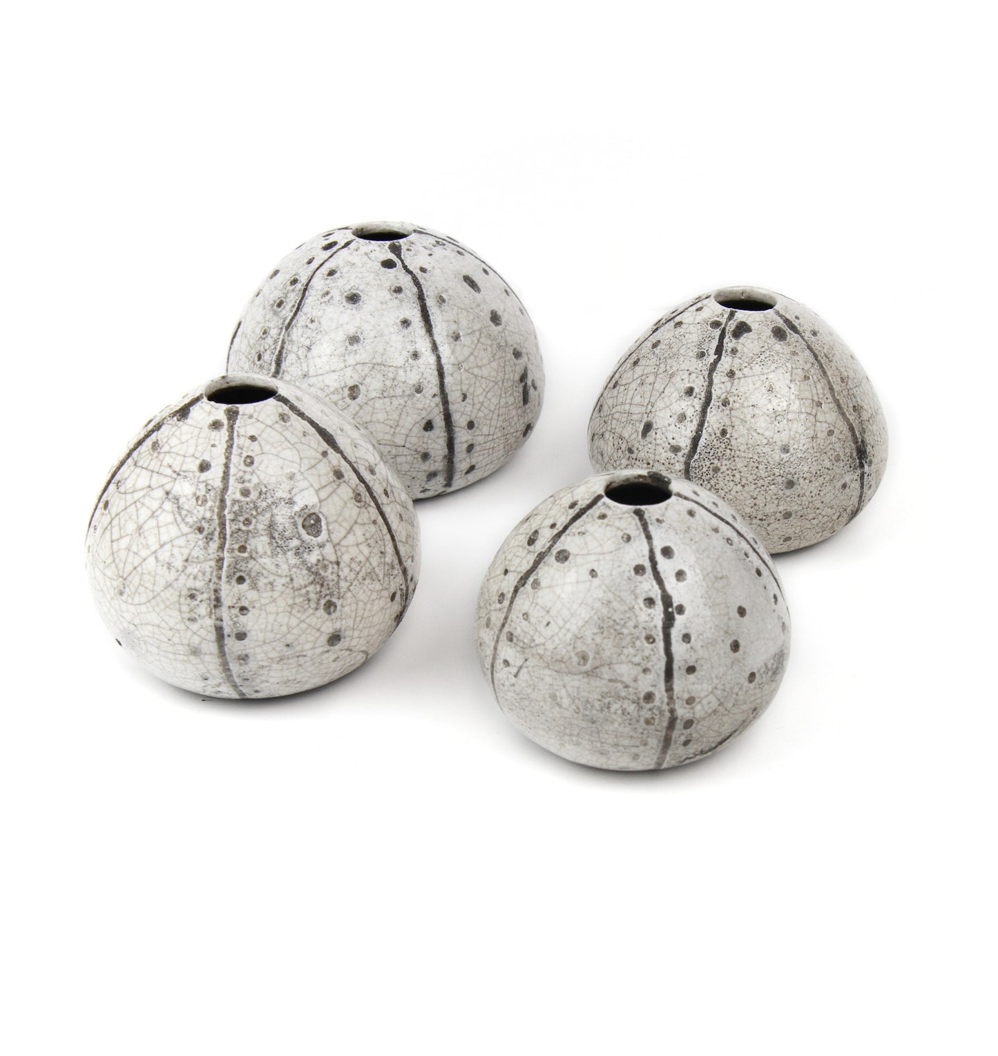 Raku Sea Urchins - Black and White