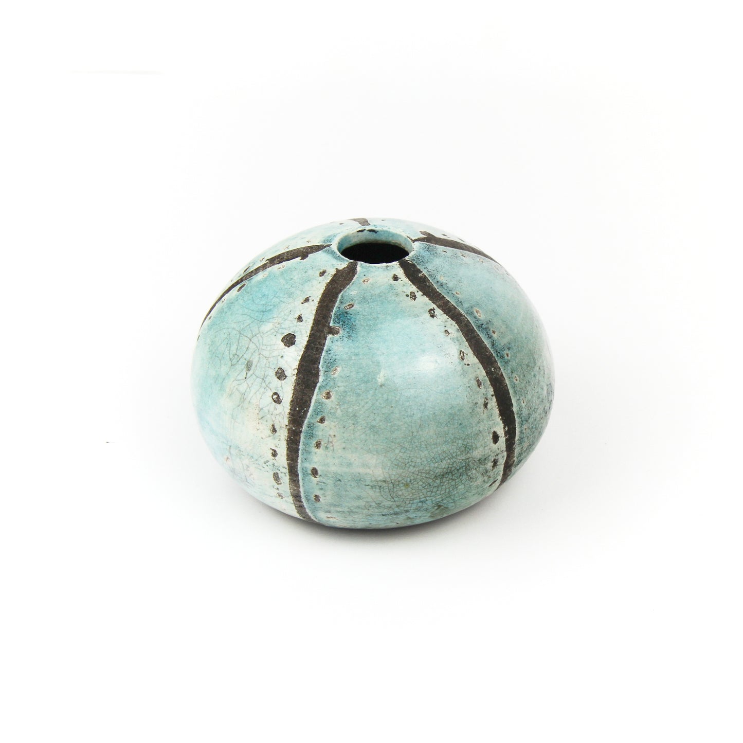 Raku Sea Urchin - Sea Green