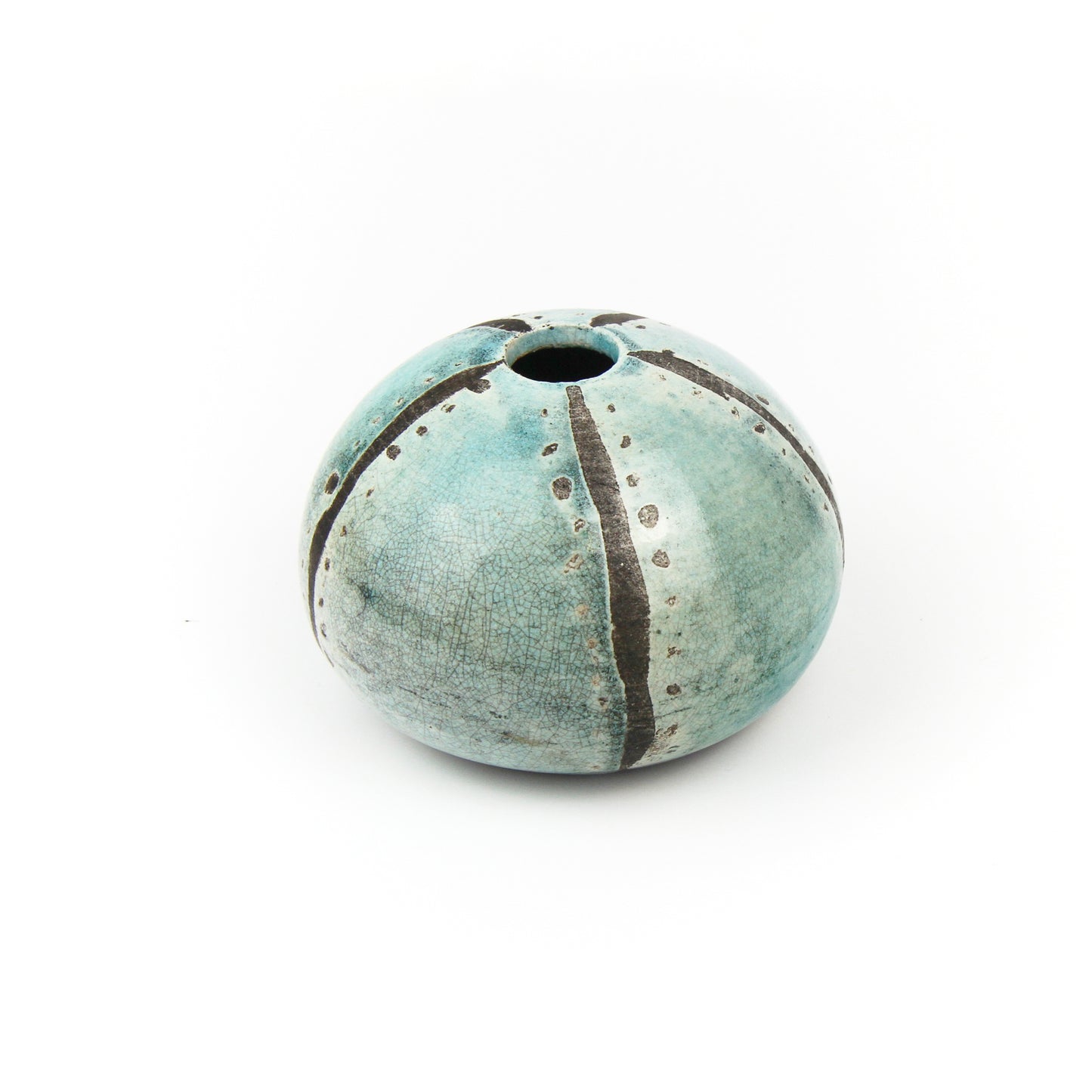 Raku Sea Urchin - Sea Green