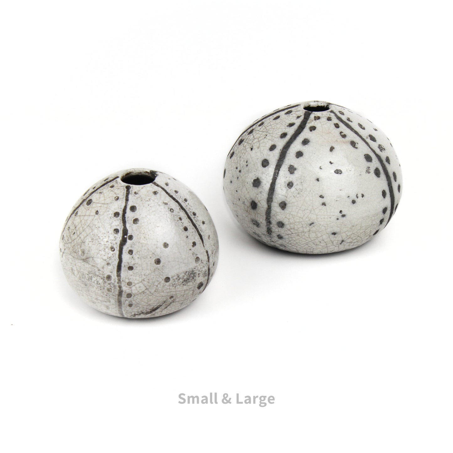 Raku Sea Urchins - Black and White