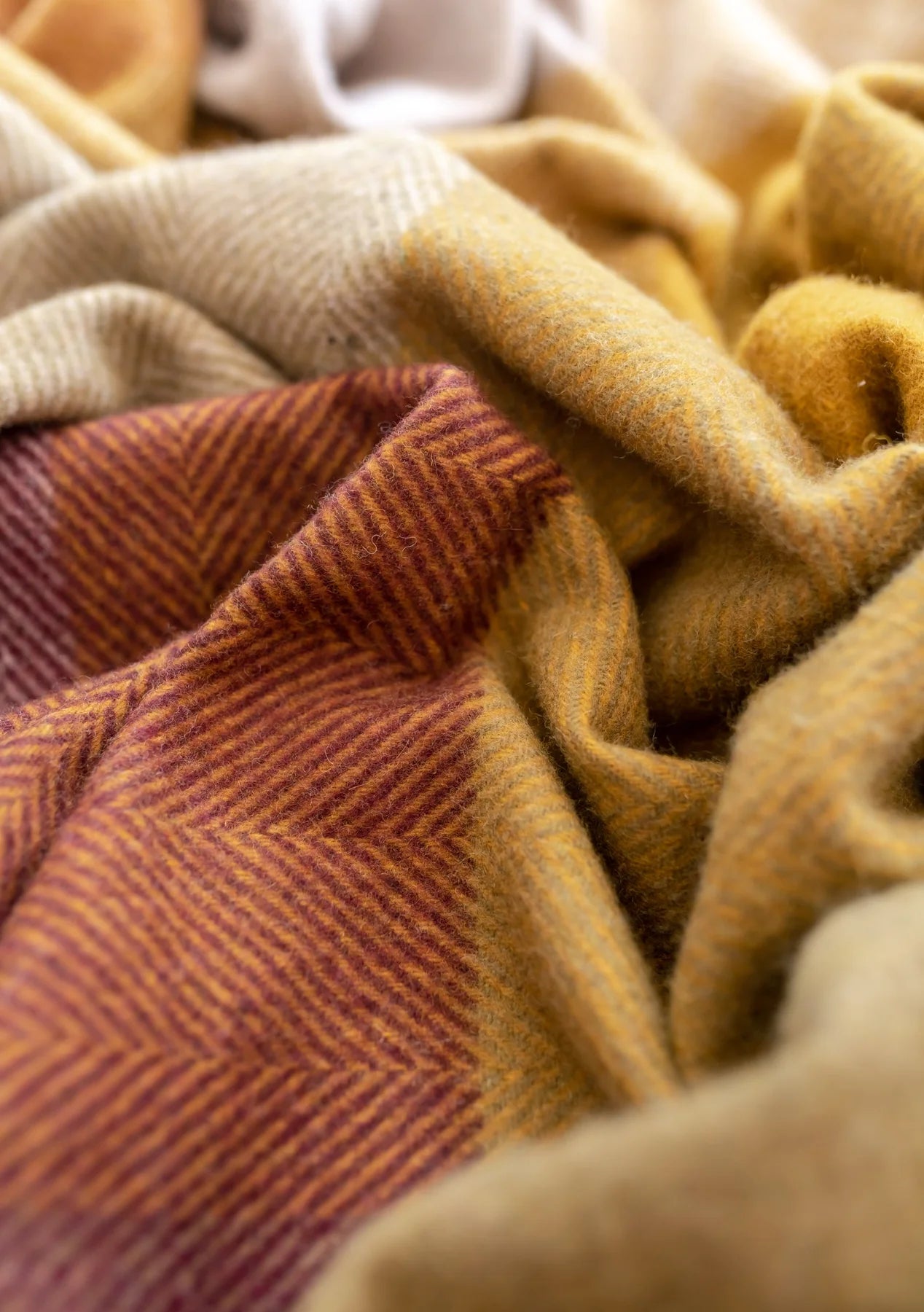 Recycled Wool Blanket - Berry Herringbone Block Check