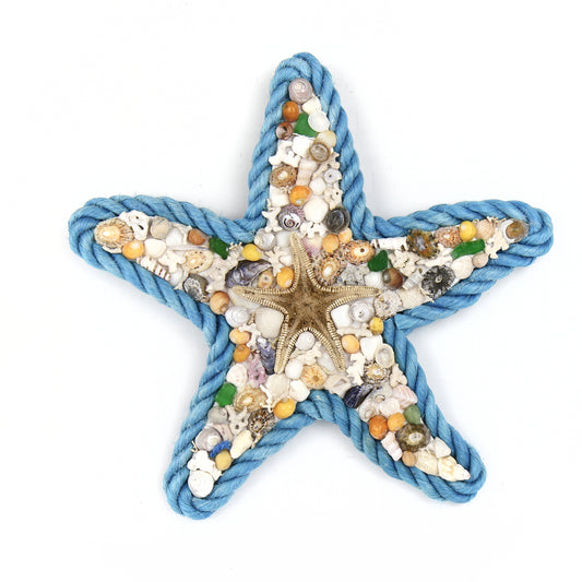 Shell Starfish with Blue Rope Edging