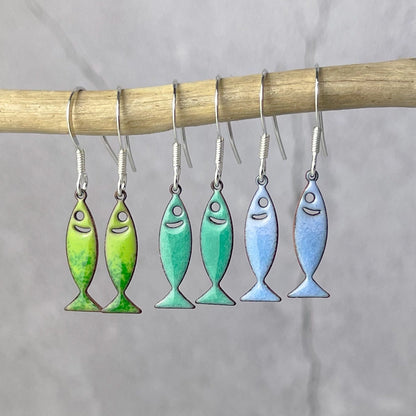 Enamel Fish Drop Earrings - new price Oct26