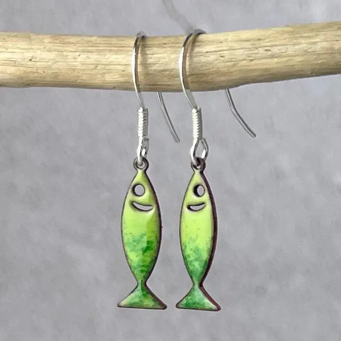 Enamel Fish Drop Earrings - new price Oct26