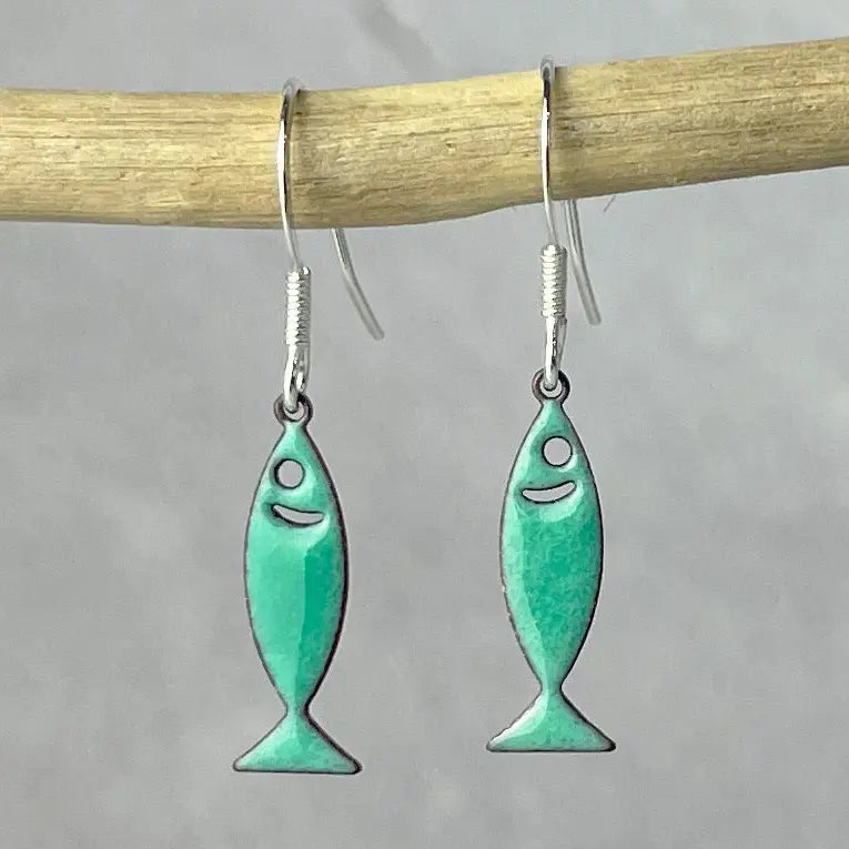 Enamel Fish Drop Earrings - new price Oct26