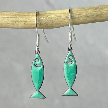 Enamel Fish Drop Earrings - new price Oct26