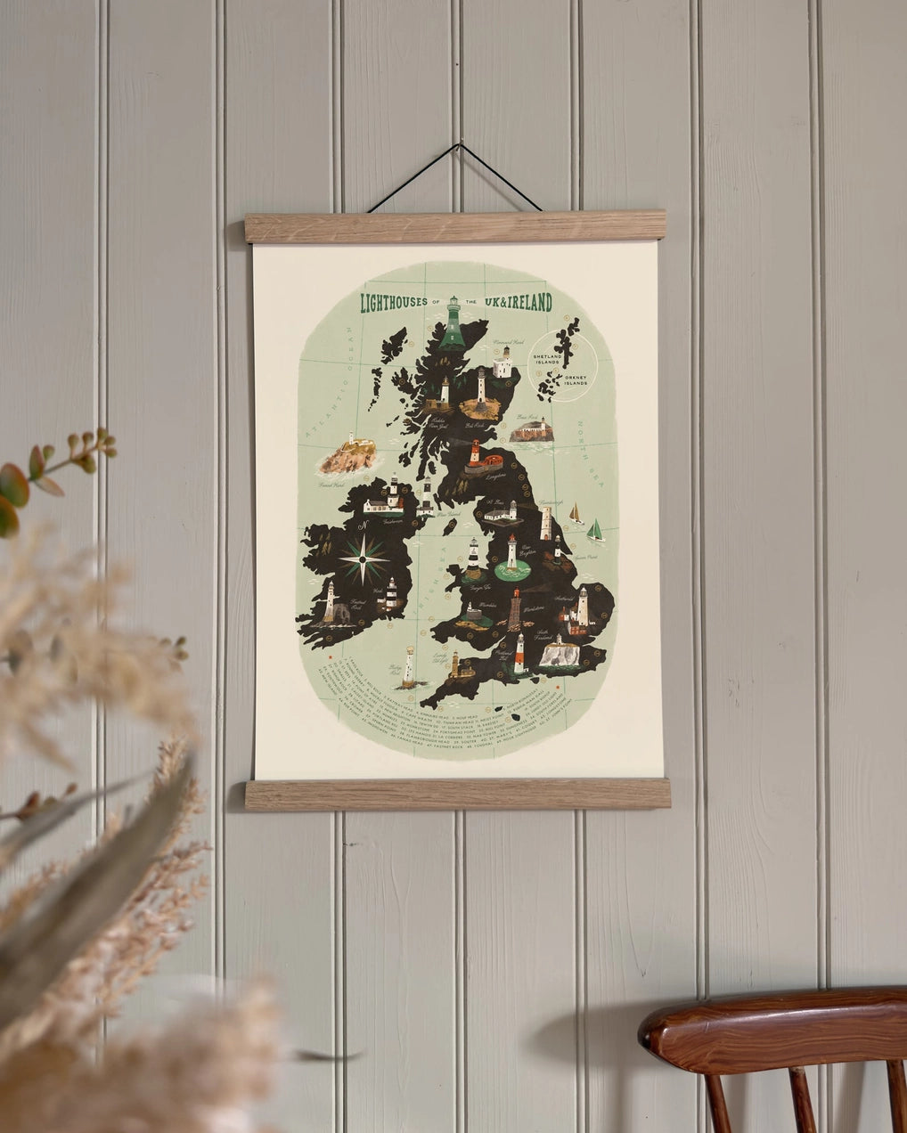 Lighthouses of the United Kingdom and Ireland Map - A3 Print