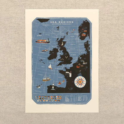 The Sea Regions of the United Kingdom Map - A3 Print