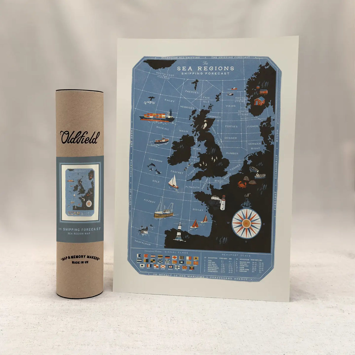 The Sea Regions of the United Kingdom Map - A3 Print