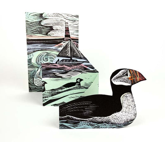 Puffin at Sea - Fold Out 3D Card by Angela Harding