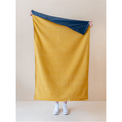 Recycled Wool Small Picnic Blanket - Golden Herringbone