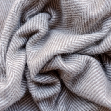 Recycled Wool Small Picnic Blanket - Natural Herringbone
