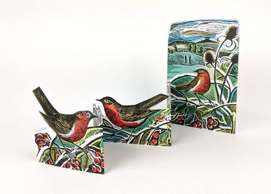 Winter Robins - Fold Out 3D Card by Angela Harding