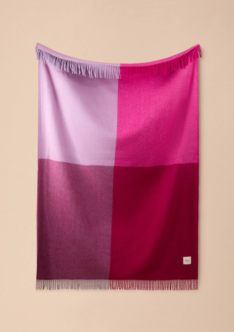 Recycled Wool Blanket - Burgundy Block
