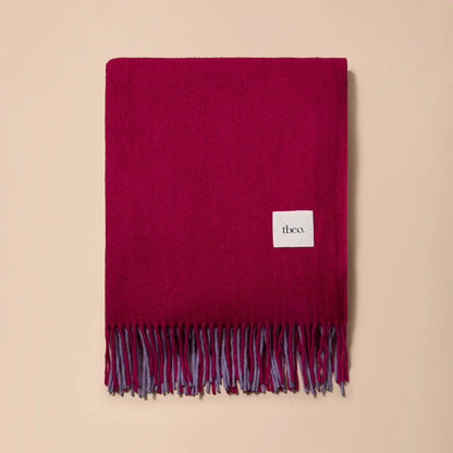 Recycled Wool Blanket - Burgundy Block
