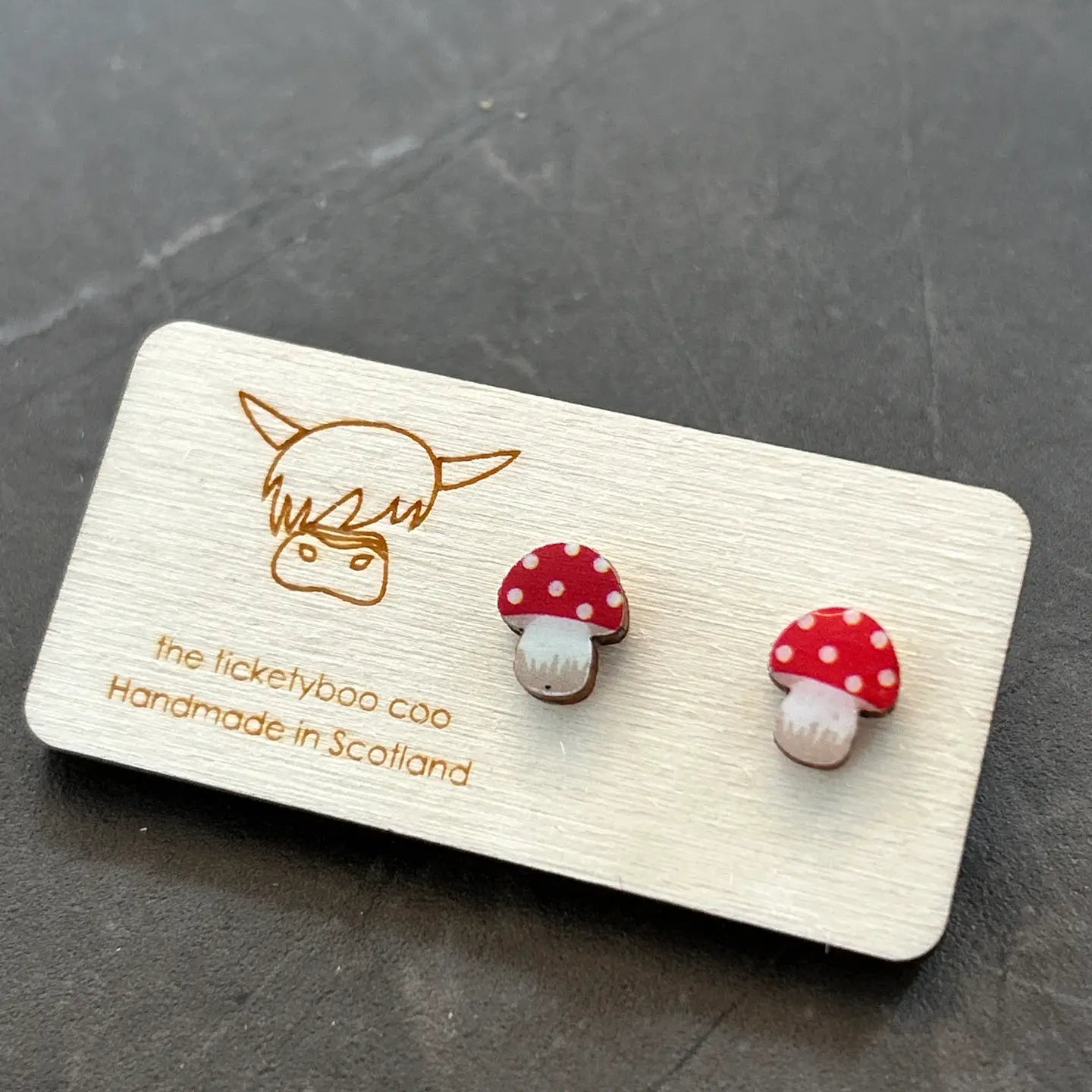 Wooden Toadstool Earrings