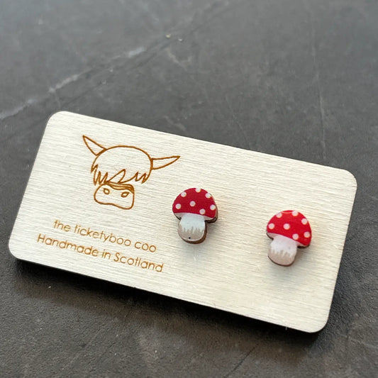 Wooden Toadstool Earrings