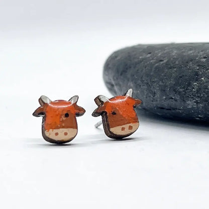 Wooden Highland Cow Earrings