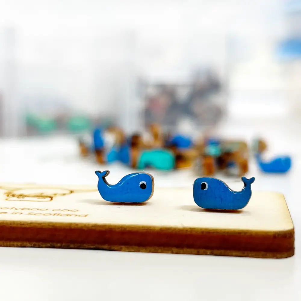 Wooden Whale Earrings