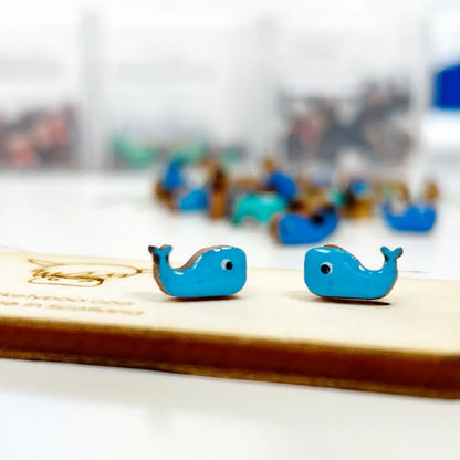 Wooden Whale Earrings