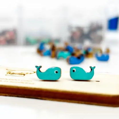 Wooden Whale Earrings