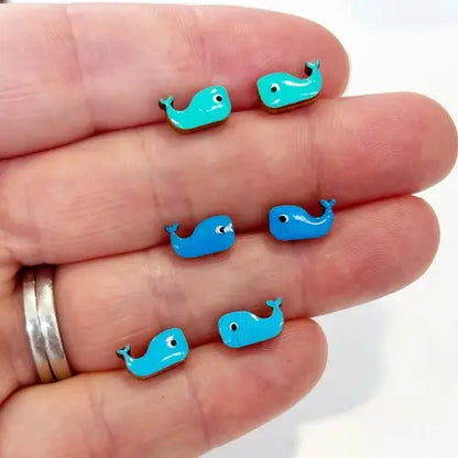 Wooden Whale Earrings