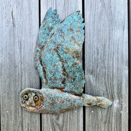 Tin Short Eared Owl with Verdigris